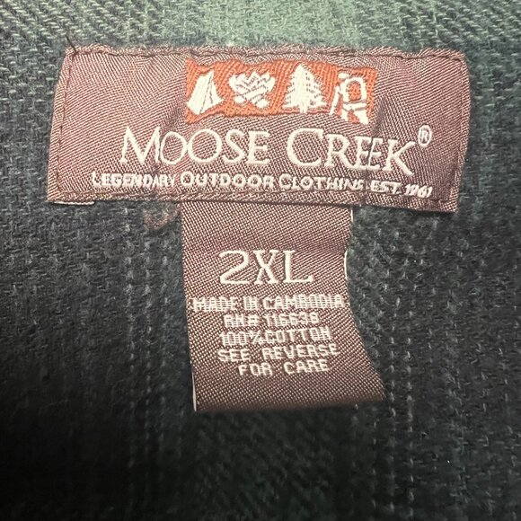 Mens Moose Creek XXL‎ Flannel Button Up Shirt Green/Black Plaid 100% Cott… - Picture 3 of 5